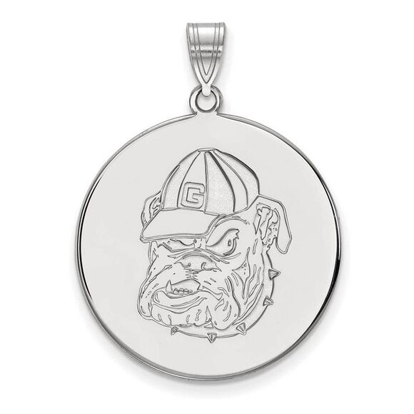 14k White Gold U. of Georgia XL Mascot Disc Pendant